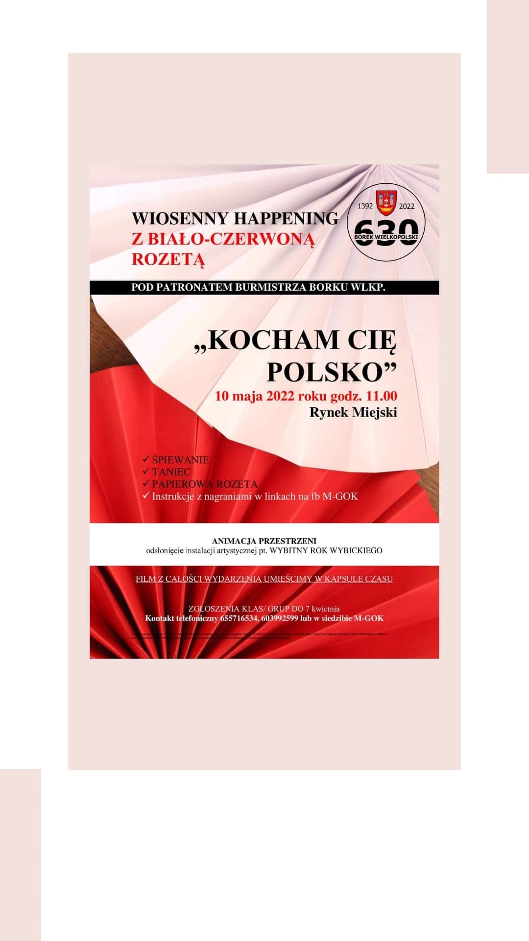 HAPPENING Z BIAŁO- CZERWONĄ ROZETĄ